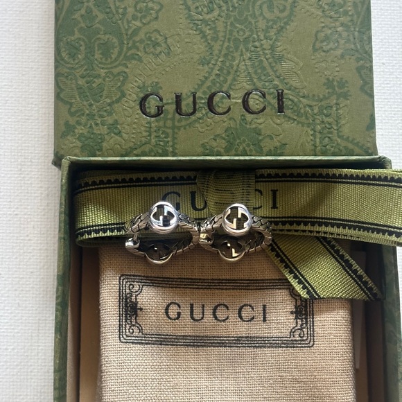 Gucci 925 Sterling Silver Huggie Hoop Earrings - Picture 7 of 9